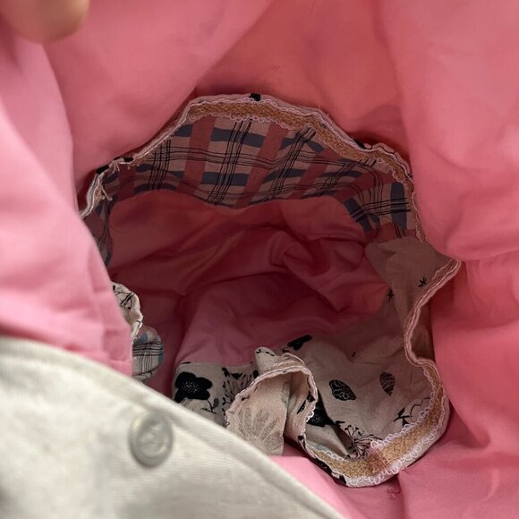 Hand made slouch pouch shoulder cotton bag with bag charm floral design - Picture 9 of 9